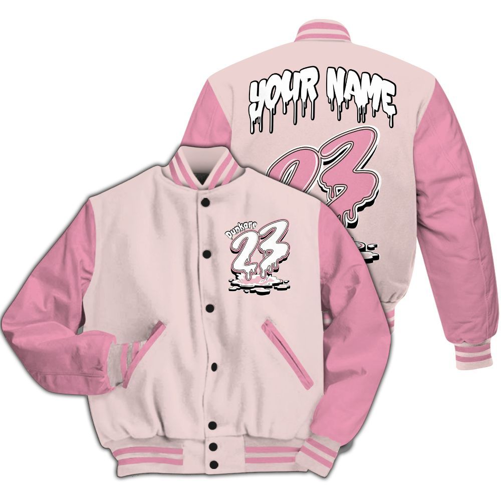 Varsity Jacket To Match Dunk Low KD 17 Aunt Pearl - Custom Name 23 Drip All Over Print