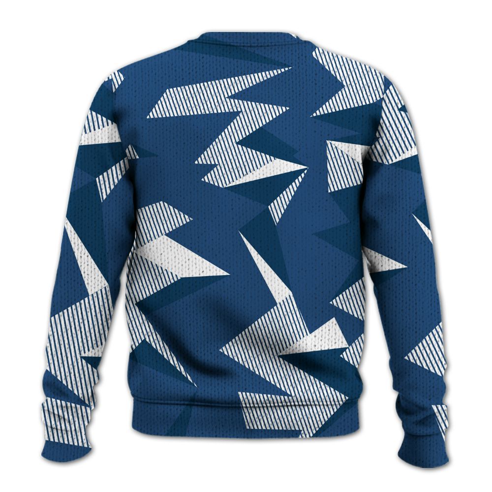 Knitted Sweater To Match High OG Midnight Navy 1s - Geometric Camouflage Pattern
