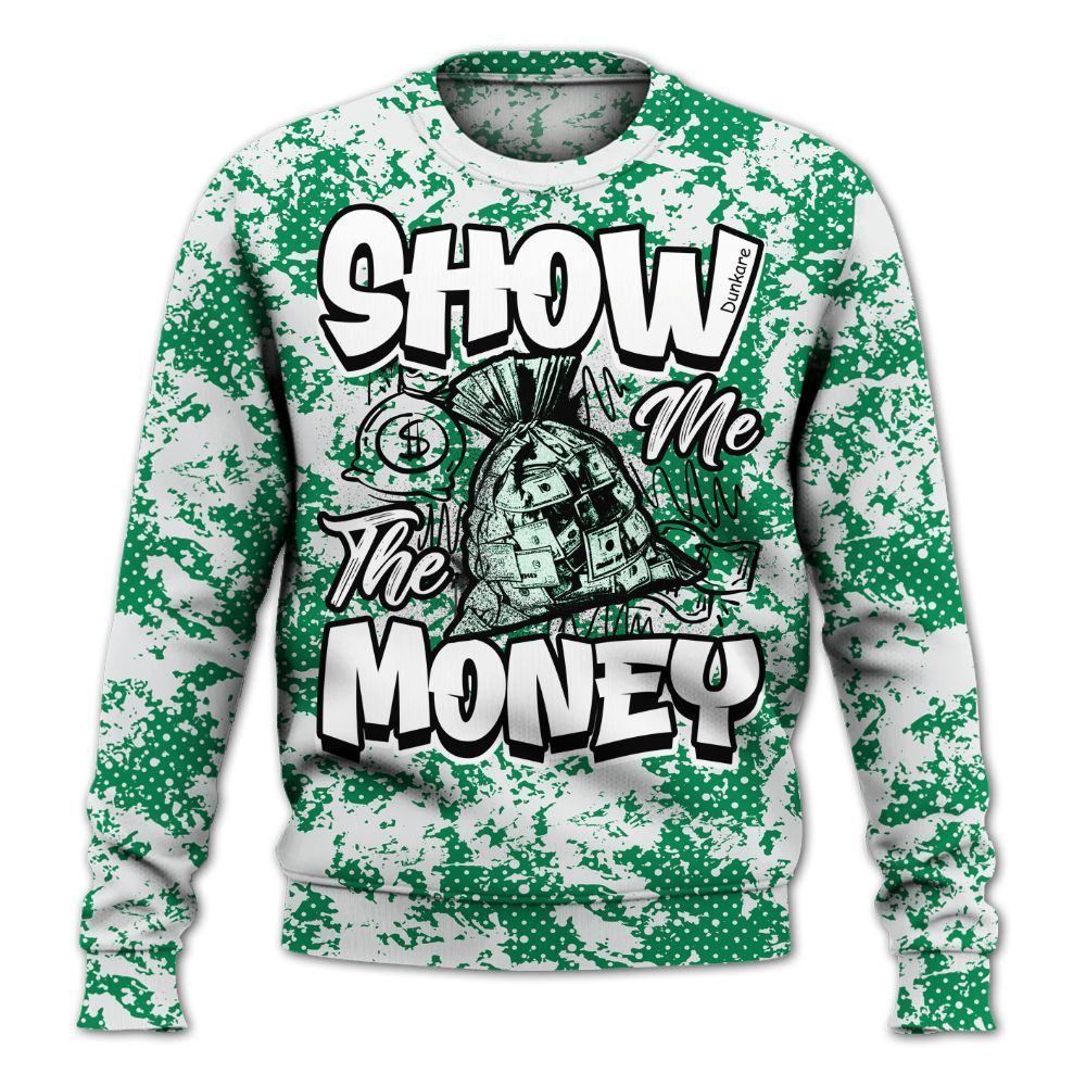 Sweatshirt To Match Mid Lucky Green 1s - Show Me The Money Retro All Over Print