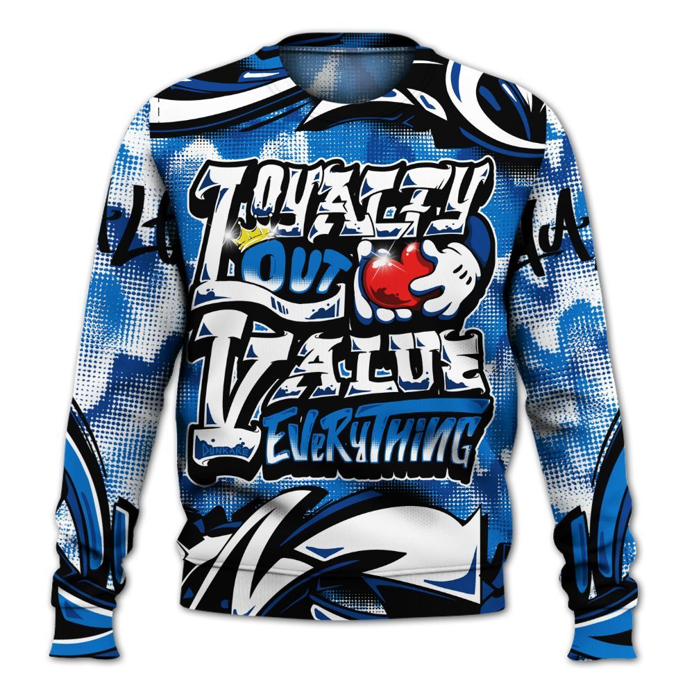 Sweatshirt To Match Blueberry 12s - Loyalty Out Value Graffiti All Over Print