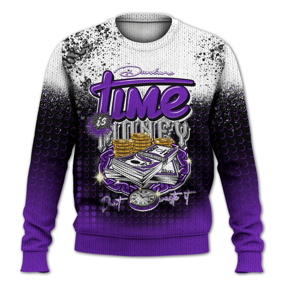 Knitted Sweater To Match Retro Dark Iris 3s - Halftone Time Is Money