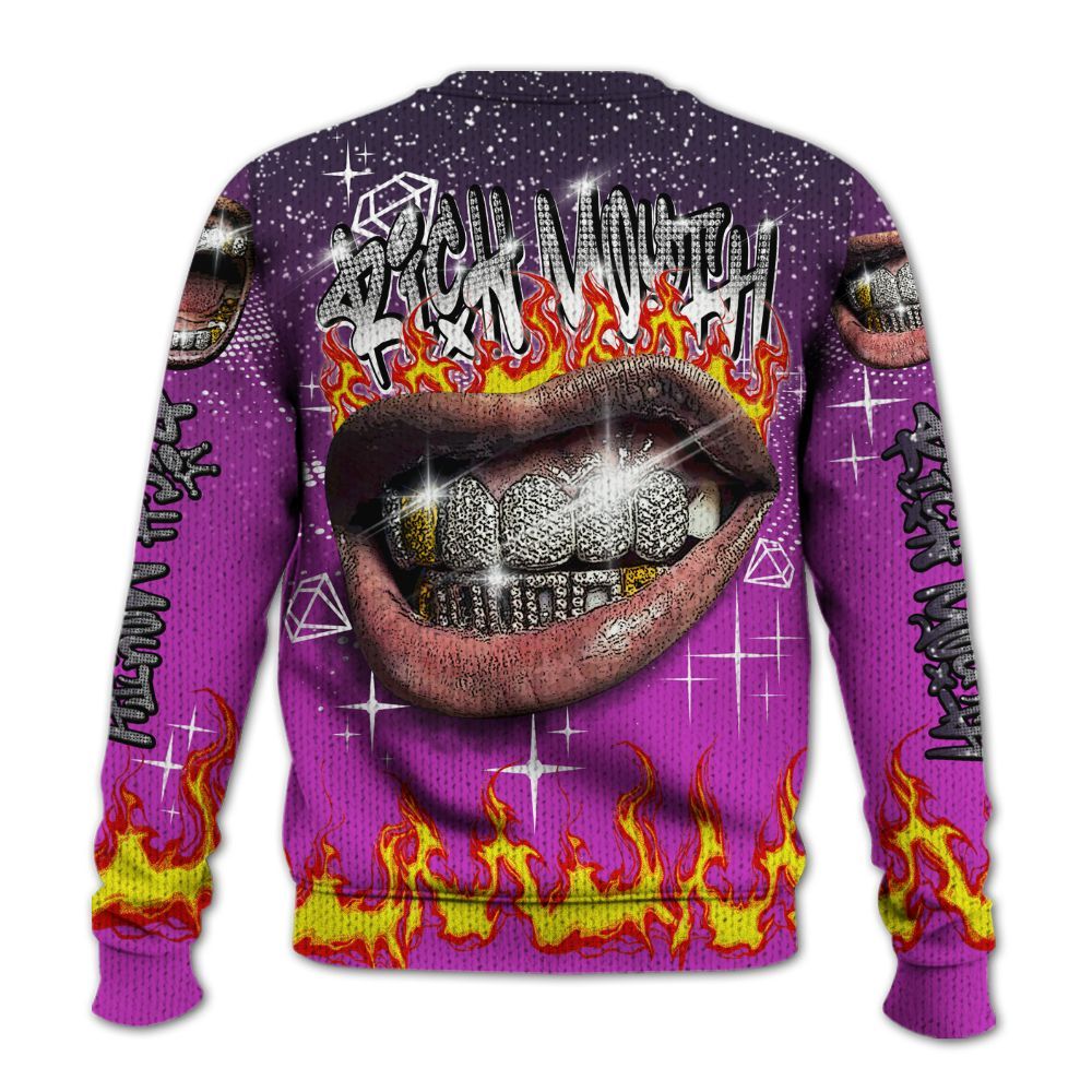 Knitted Sweater To Match Ja 2 Staregazer - Rich Mouth Fire Rap Retro 90s