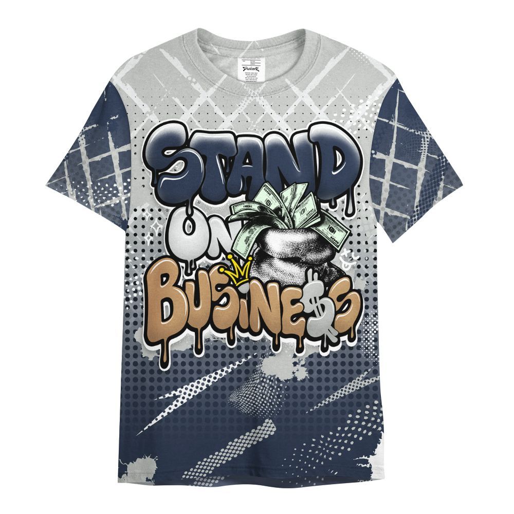 Shirt To Match Low Navy Grey Gum 1s - Halftone Stand Business Drip All Over Print