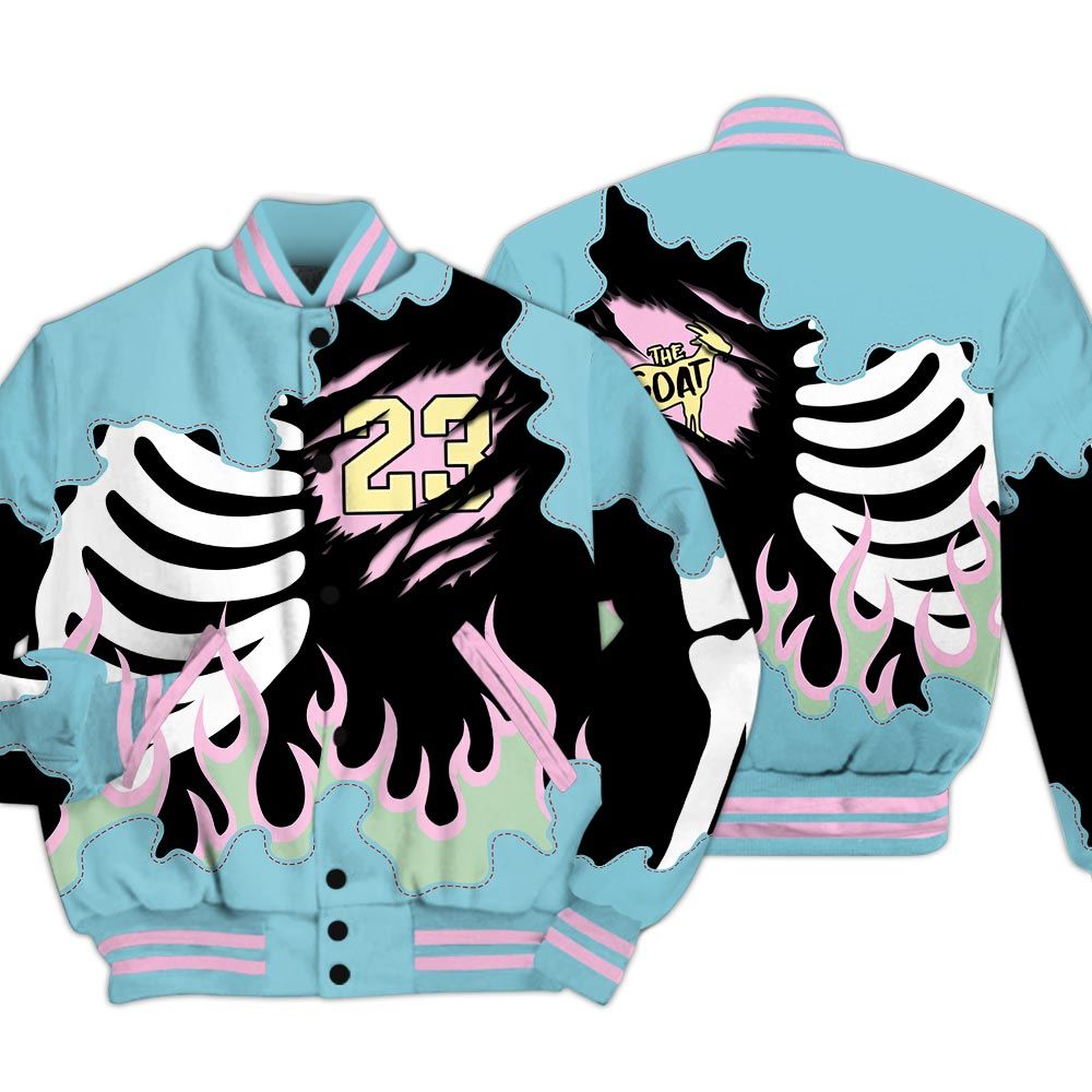 Varsity Jacket To Match SB Dunk Low Visty - Burning Skeleton 23 G.O.A.T Baseball Varsity Jacket Outfit