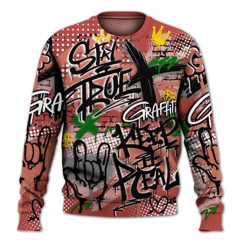 Sweatshirt To Match Dune Red 13s - True It Real Graffiti Streetwear All Over Print