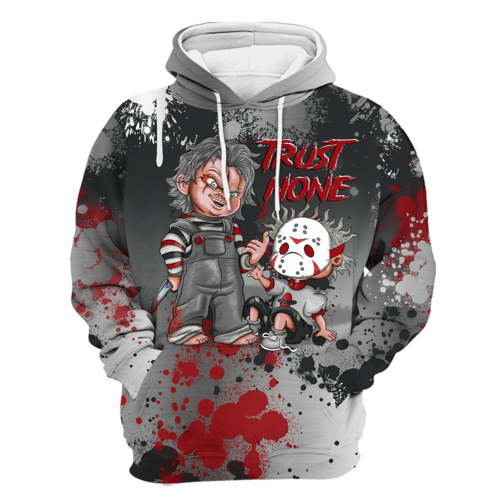 Hoodie To Match Metallic Silver 14s - Trust No One Scary All Over Print