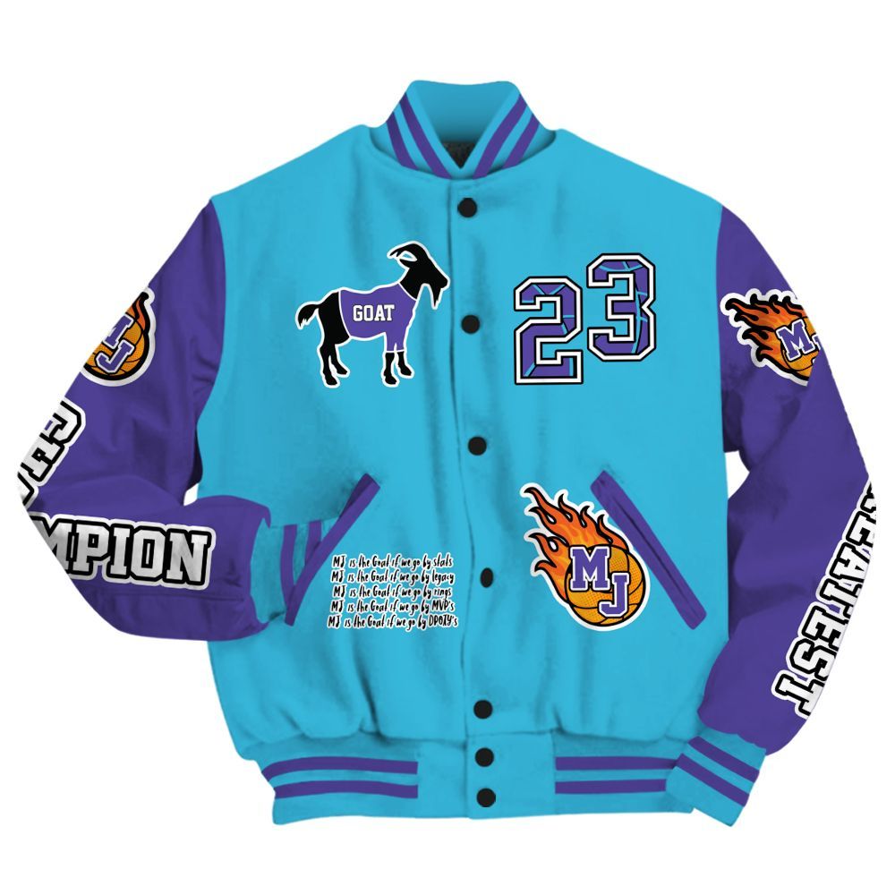 Varsity Jacket To Match Retro Aqua 6s - 23 G.0.A.T Jump Up Basketball All Over Print
