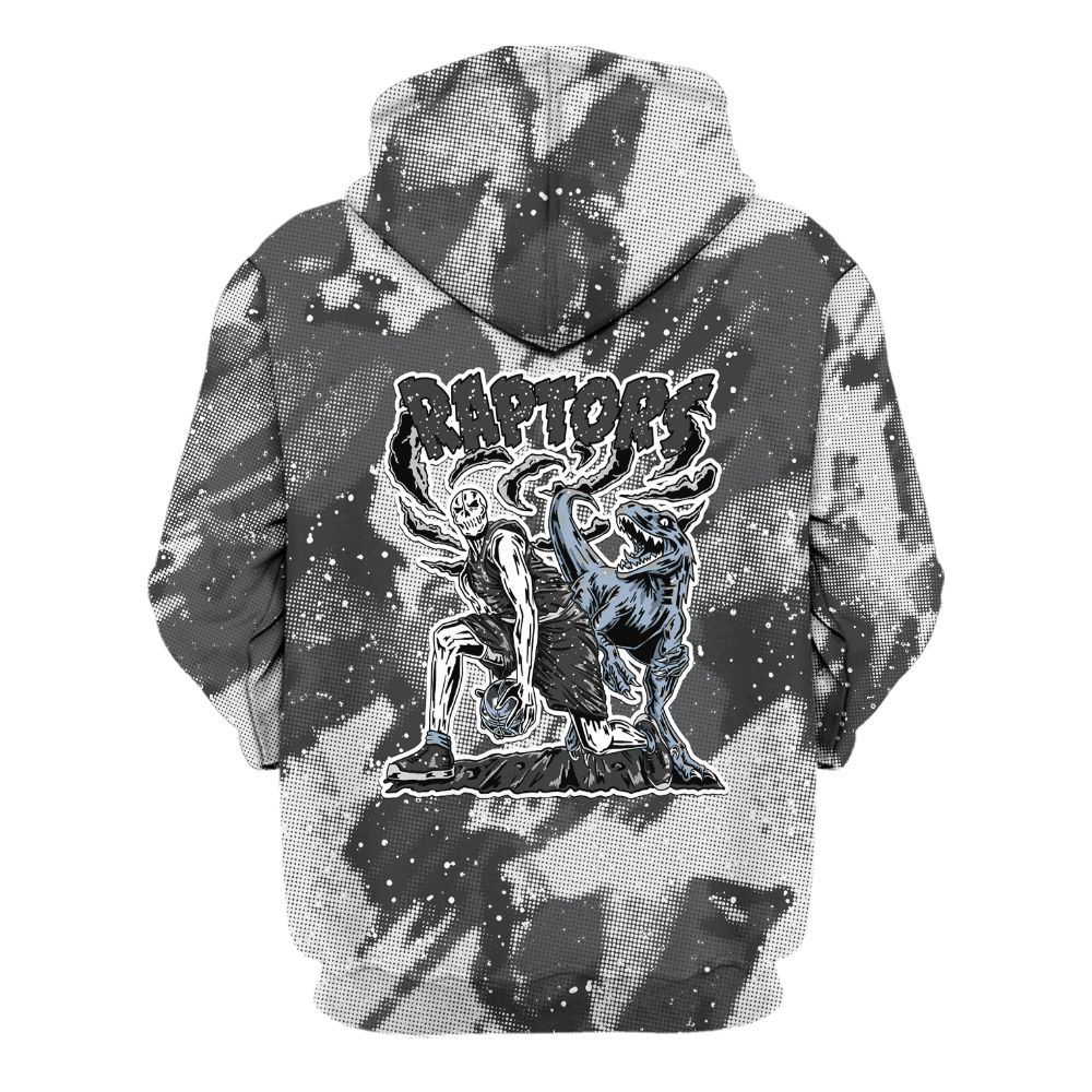 Hoodie To Match Reverse Black White 6s - Raptors Skeleton Abstract Halftone All Over Print