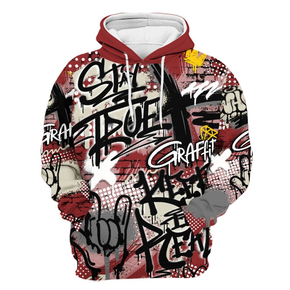Hoodie To Match High 85 Bred 1s - True It Real Graffiti Streetwear All Over Print
