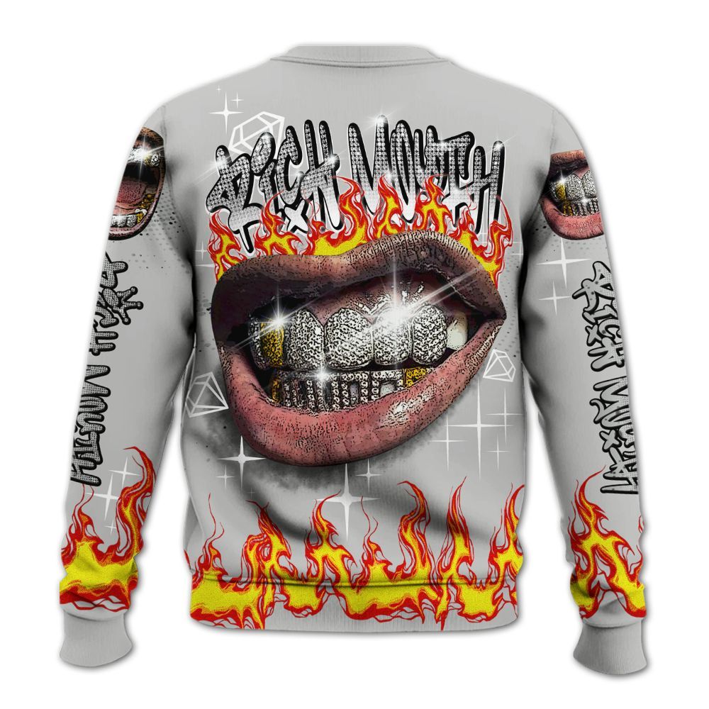 Sweatshirt To Match Retro White Oreo 4s - Rich Mouth Fire Rap Retro 90s All Over Print