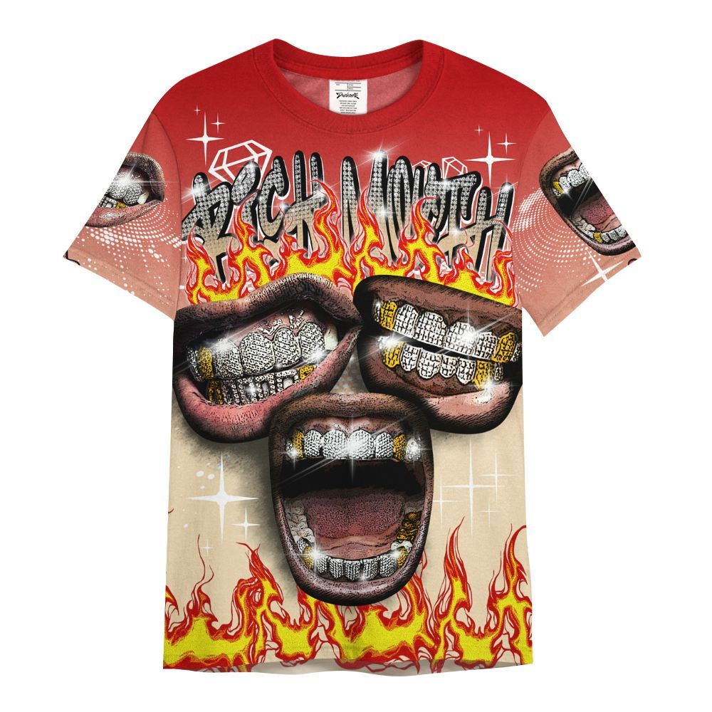 Shirt To Match Dunk Low Strawberry Waffle - Rich Mouth Fire Rap Retro 90s All Over Print