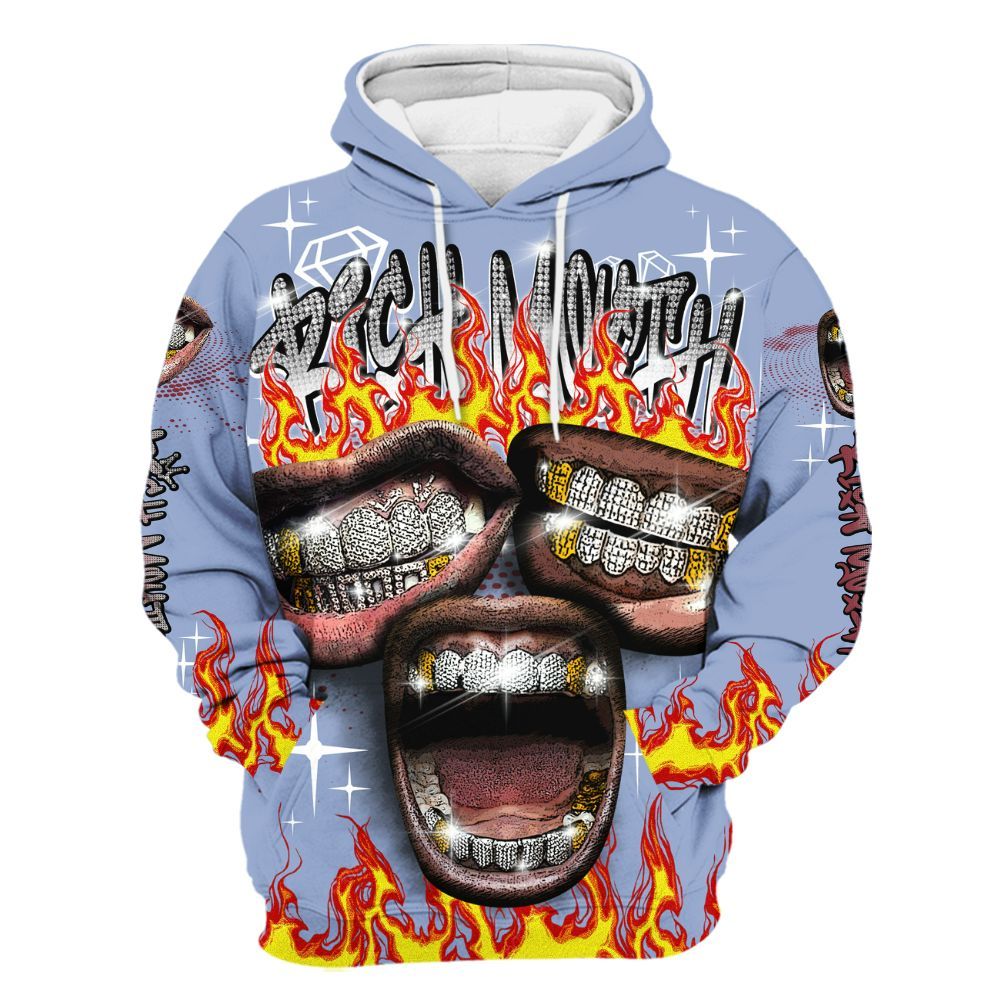 Hoodie To Match Black Metallic 5s - Rich Mouth Fire Rap Retro 90s All Over Print