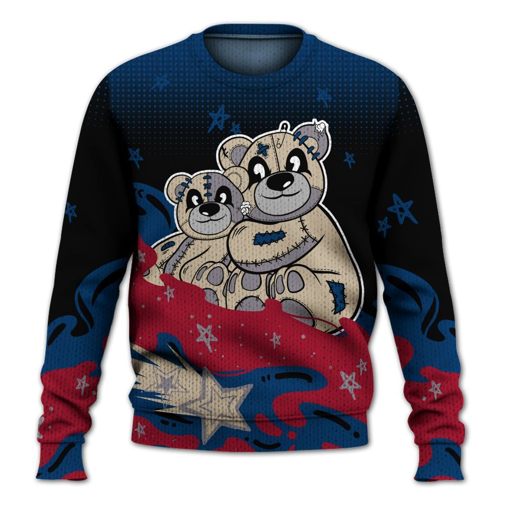 Knitted Sweater To Match Rare Air 4s - Sincere Fondness Bear Stars