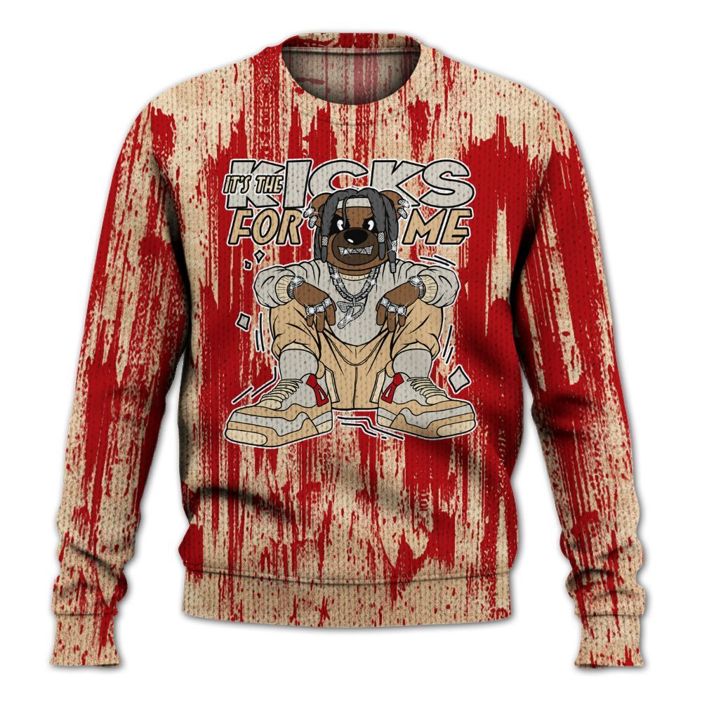 Knitted Sweater To Match Dunk Low Strawberry Waffle - Sneakers Bear Glitch Art