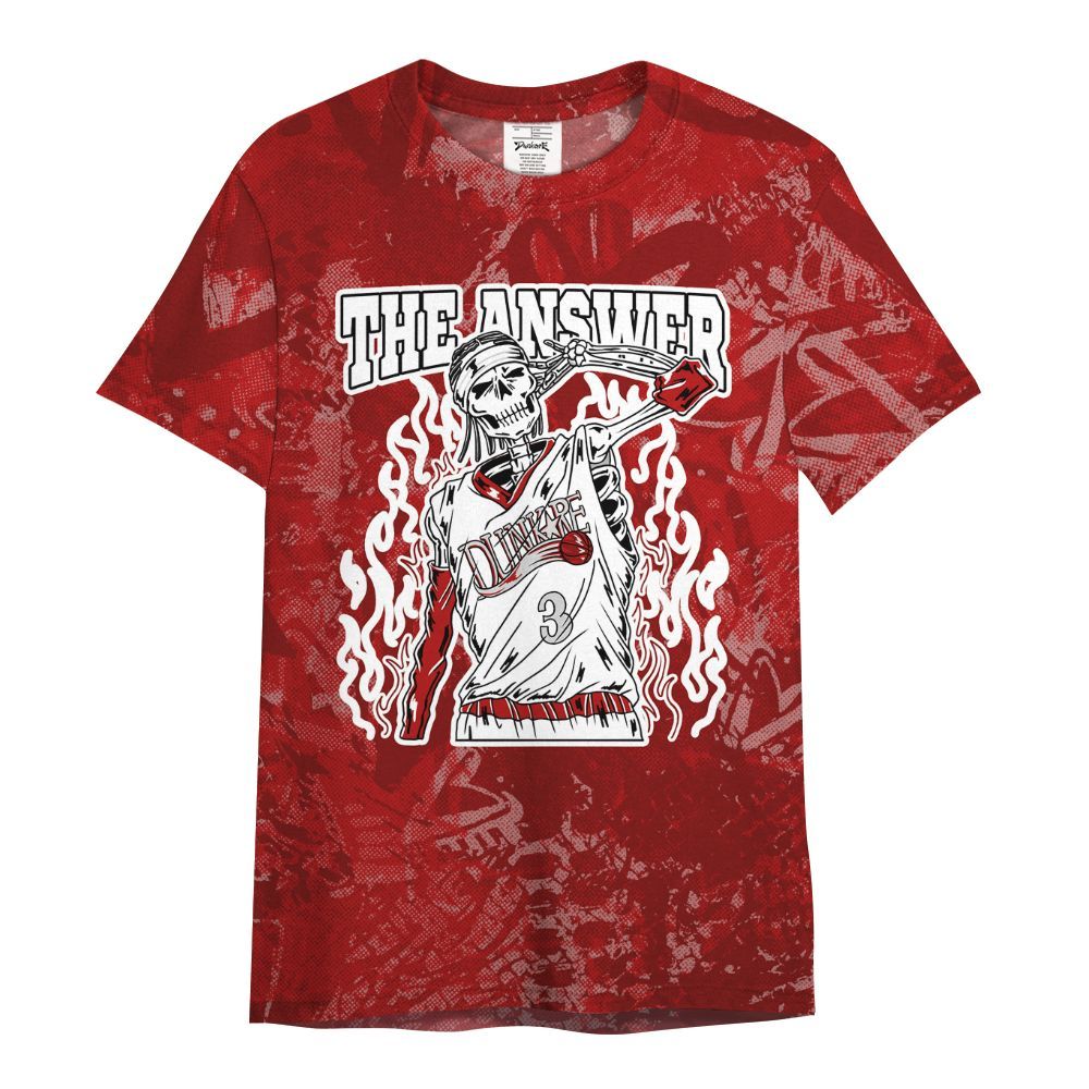 Shirt To Match Red Taxi 12s - Allen Answer Skeleton Heart All Over Print