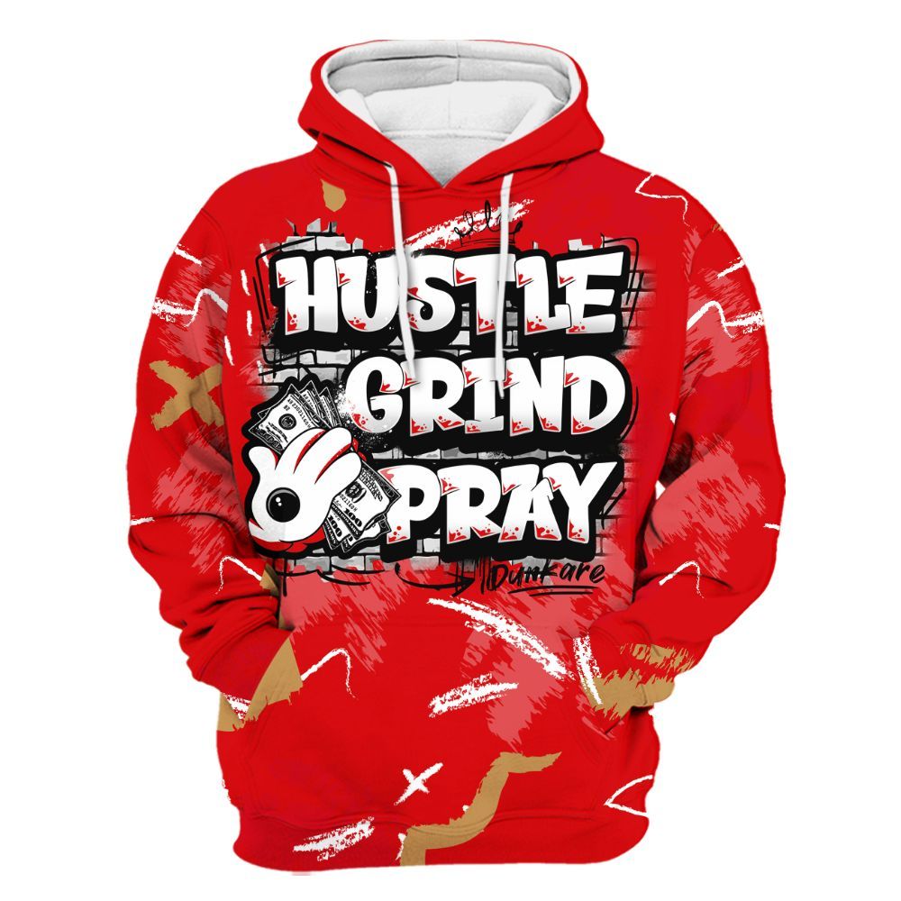 Hoodie To Match Kobe 5 Red Year Of The Mamba - Hustle Grind Pray Retro All Over Print