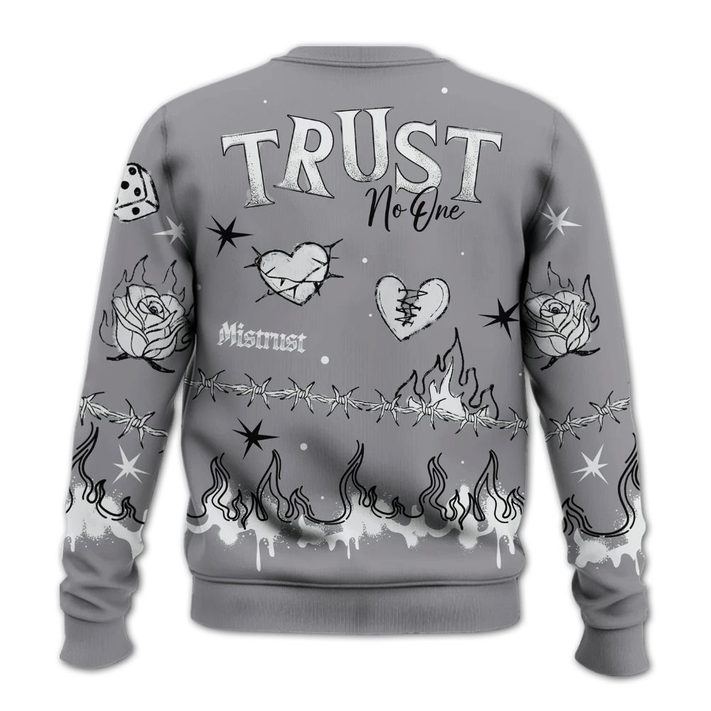 Sweatshirt To Match Low Cement Grey 11s - Trust No One Snake-Bite Doodle Crayon All Over Print
