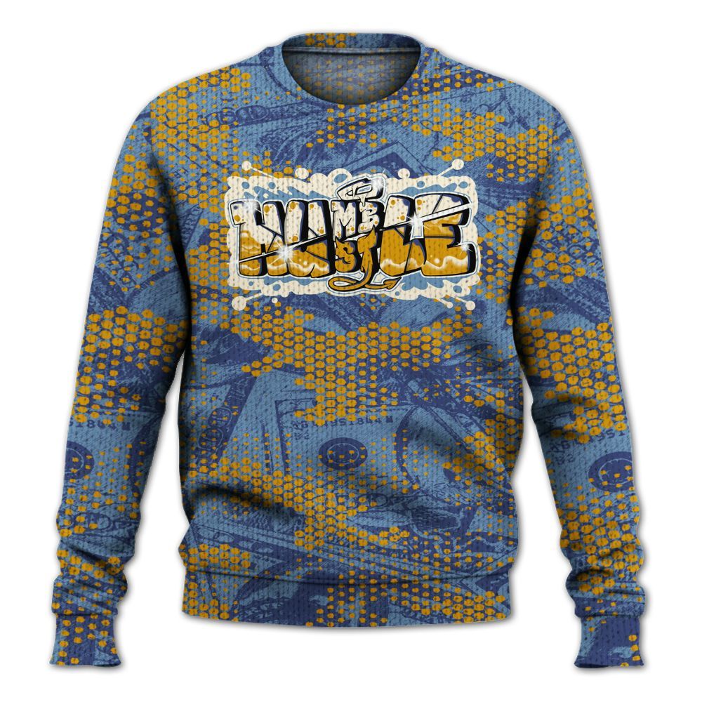 Knitted Sweater To Match High OG First In Flight 1s - Humbled Hustles Graphic Banknotes