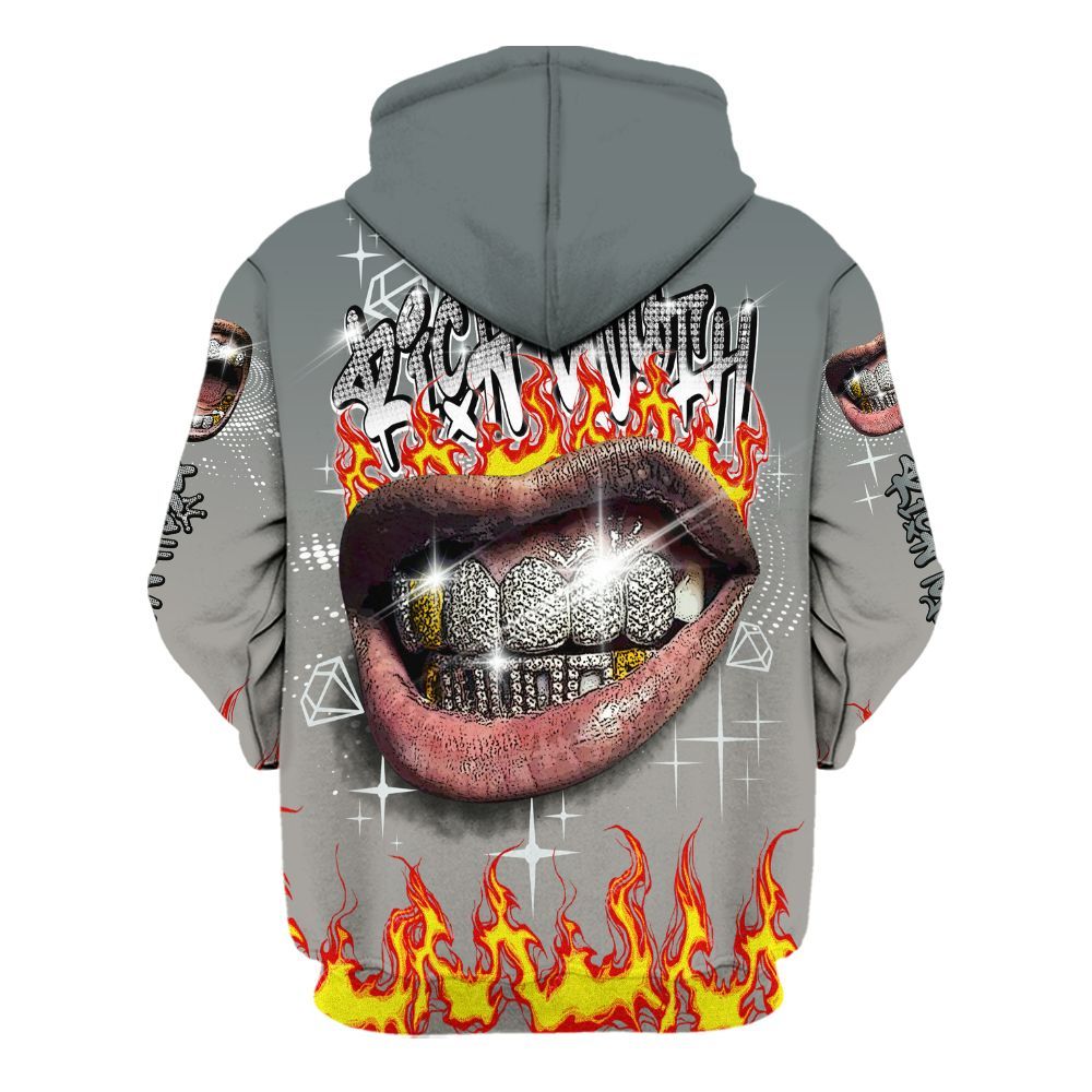 Hoodie To Match Cool Grey 9s - Rich Mouth Fire Rap Retro 90s All Over Print