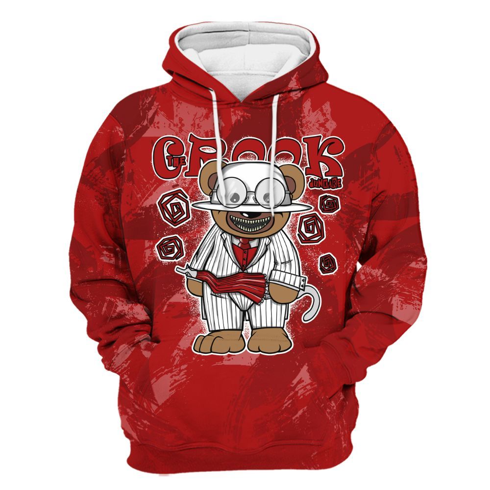 Hoodie To Match Red Taxi 12s - Swindler Bear Circle Slpash All Over Print