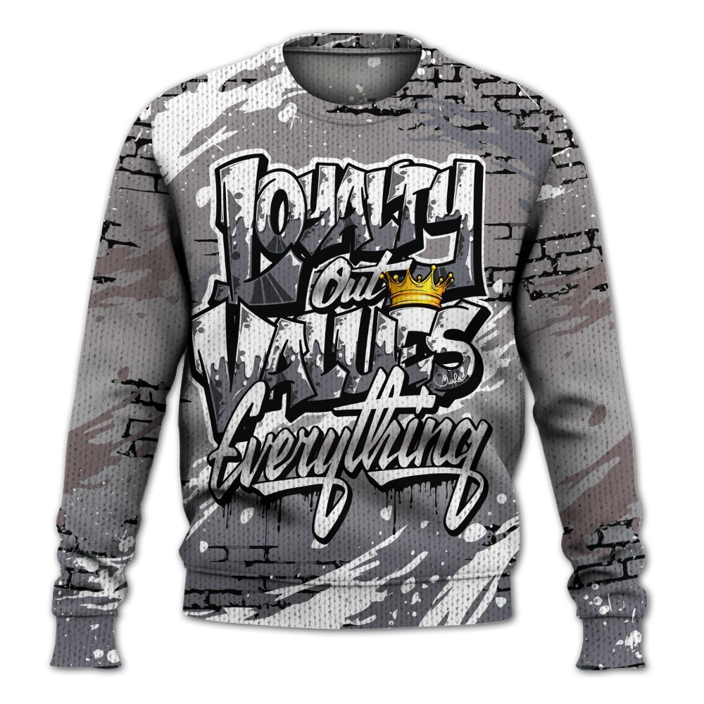 Knitted Sweater To Match Cool Grey 11s - Values Of Loyalty Drip