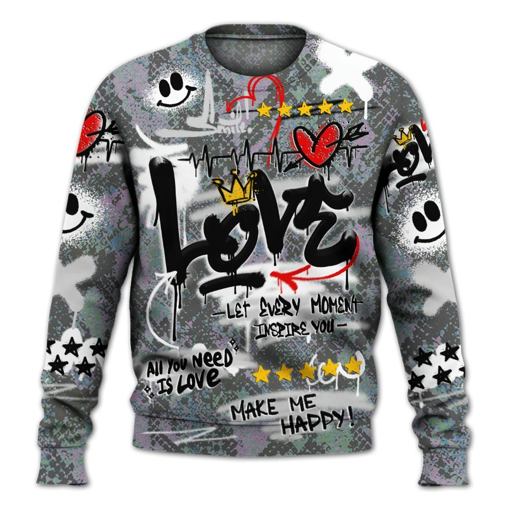 Sweatshirt To Match Low CNY Year Of The Snake 11s - Happy Love Beats Graffiti Streetwear All Over Print