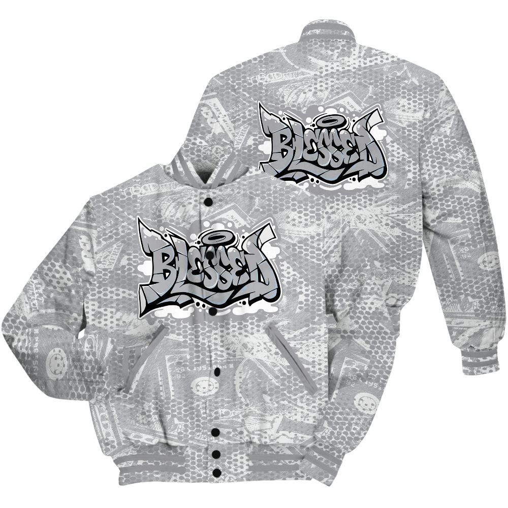 Varsity Jacket To Match Low OG Wolf Grey 1s Shirt - Blessing Graphic Banknotes All Over Print