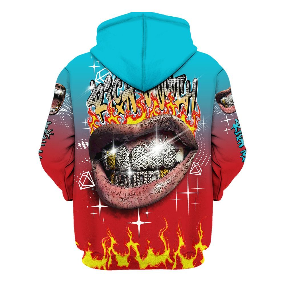 Hoodie To Match Dunk Low Fruity Pebbles - Rich Mouth Fire Rap Retro 90s All Over Print