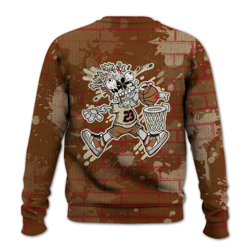 Knitted Sweater To Match Archaeo Brown 5s - 85's Dunks Graphic Halloween