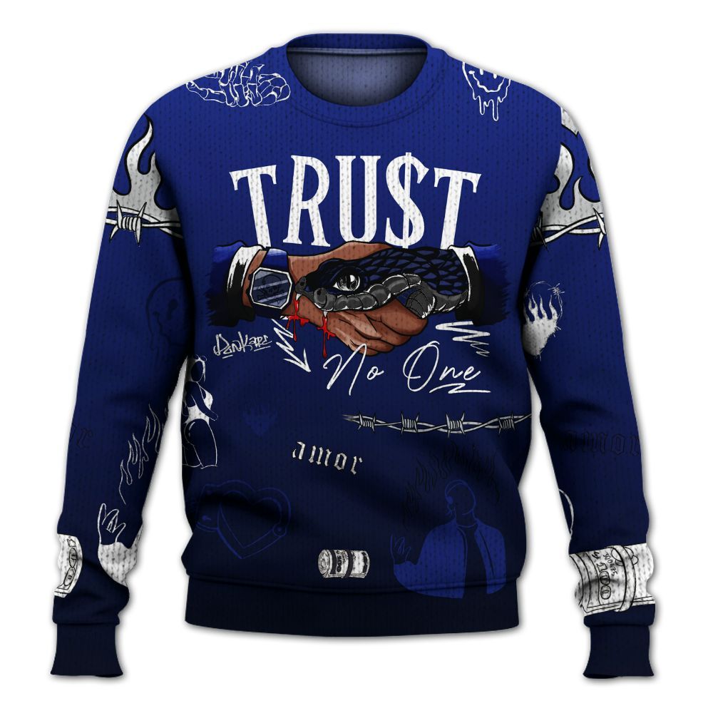 Knitted Sweater To Match Air Max Plus Black Racer Blue - Snake Trust No One