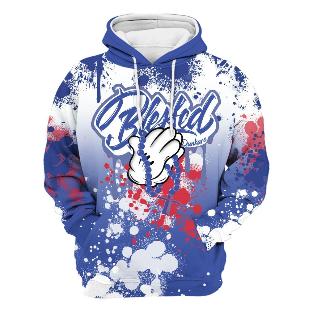 Hoodie To Match Air Griffey Max USA Red White Blue 1s - God Blessed Ink Drip All Over Print