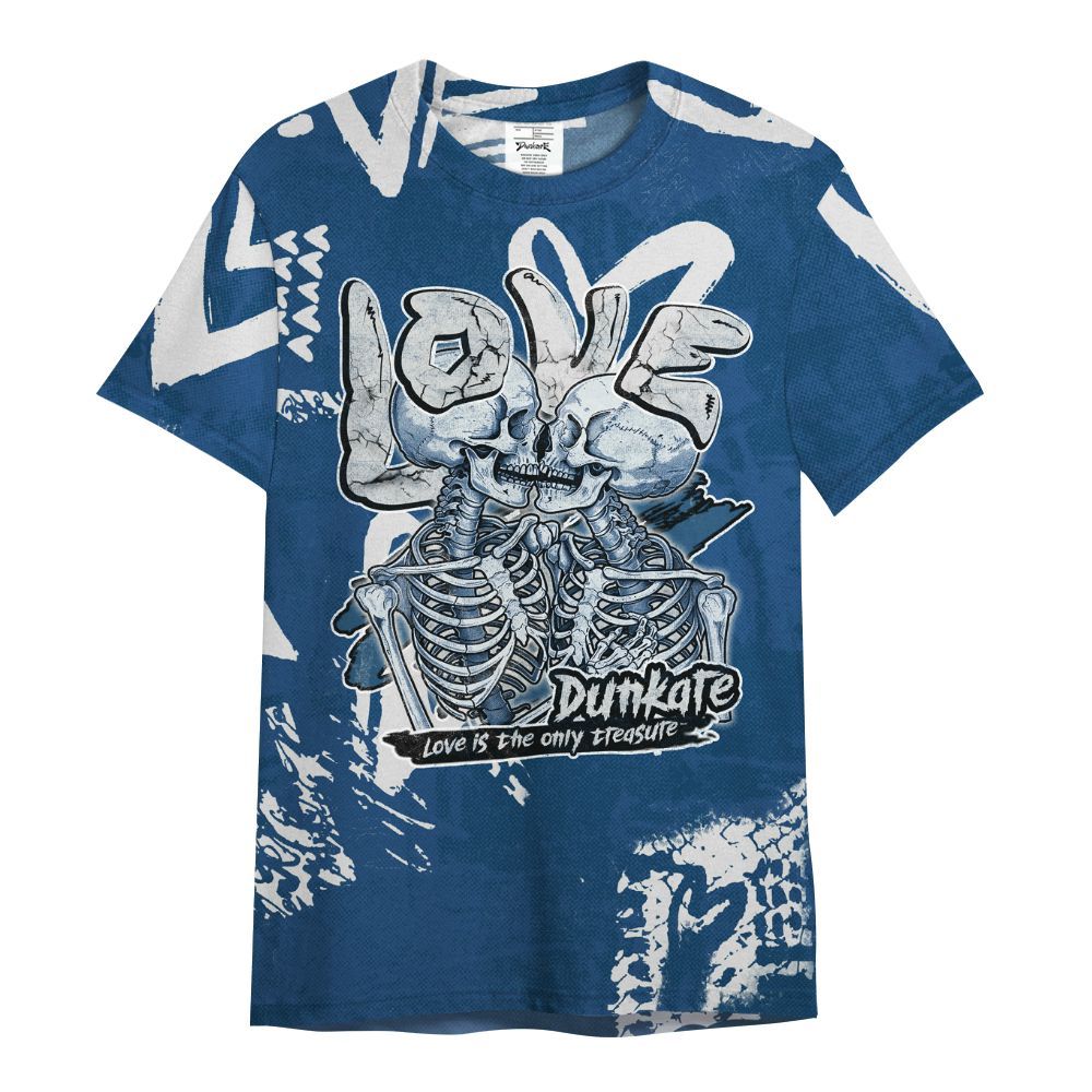 Shirt To Match High OG Midnight Navy 1s - Skull Love All Over Print