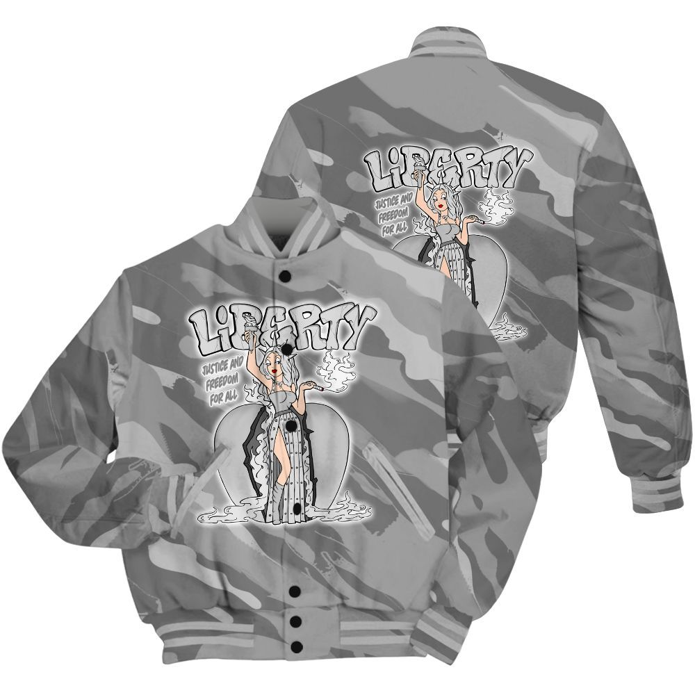 Varsity Jacket To Match Black Wolf Grey 12s Shirt - Midwest Cartoon Colored All Over Print