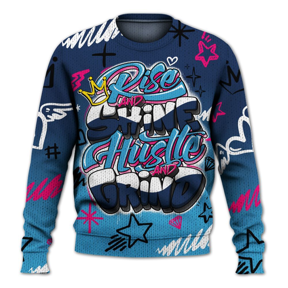 Knitted Sweater To Match Air Max 180 University Blue - Rise Shine Hustle Grind