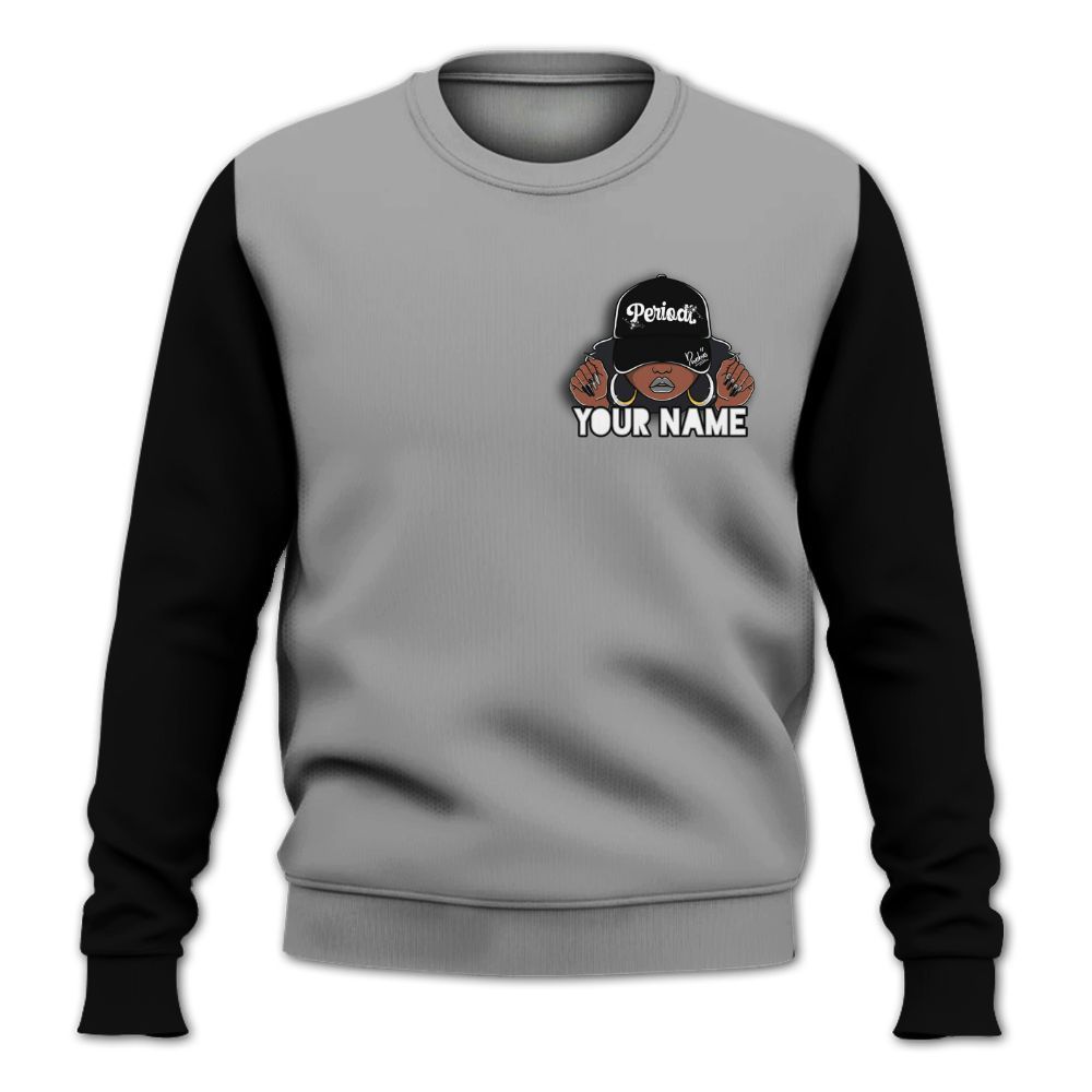 Sweatshirt To Match Black Wolf Grey 12s - Custom Name Black Girl All Over Print