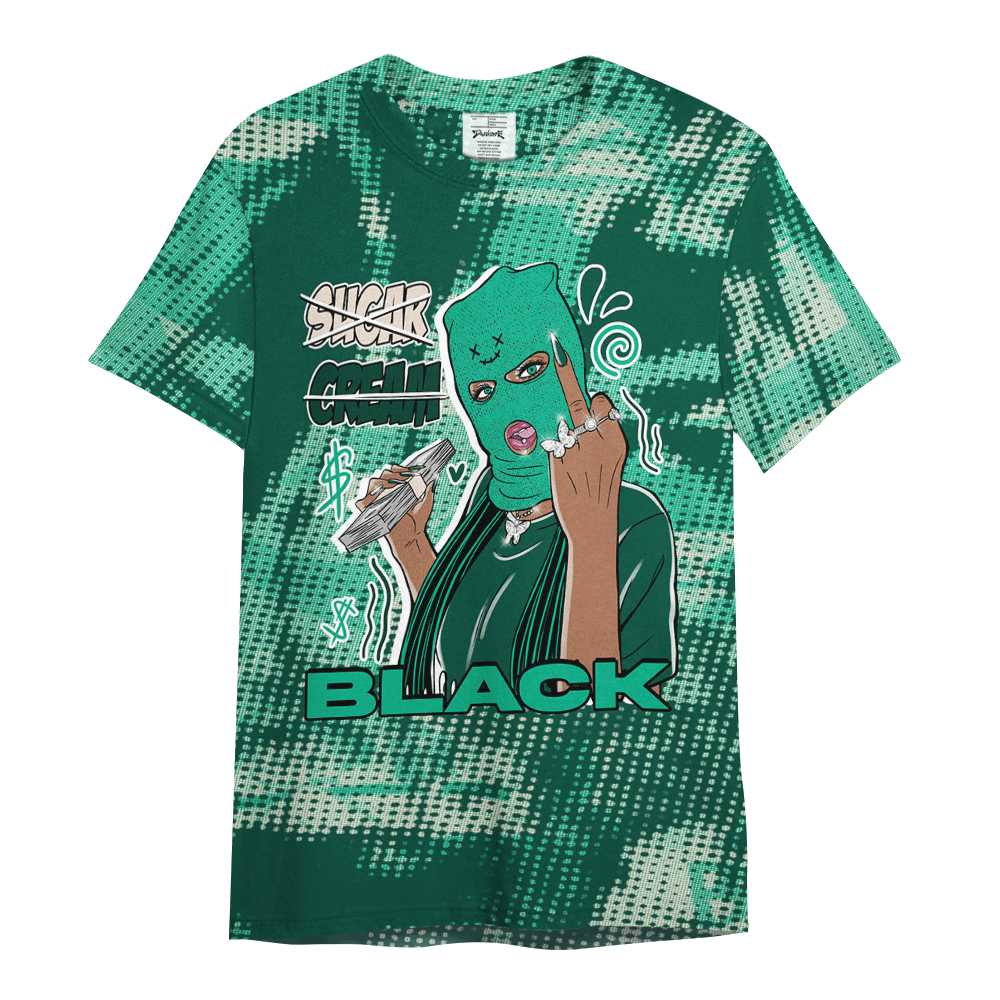 Shirt To Match Oxidized Green 4s - Black Sugarcream Black Unique Letter Pattern Shirt Unisex