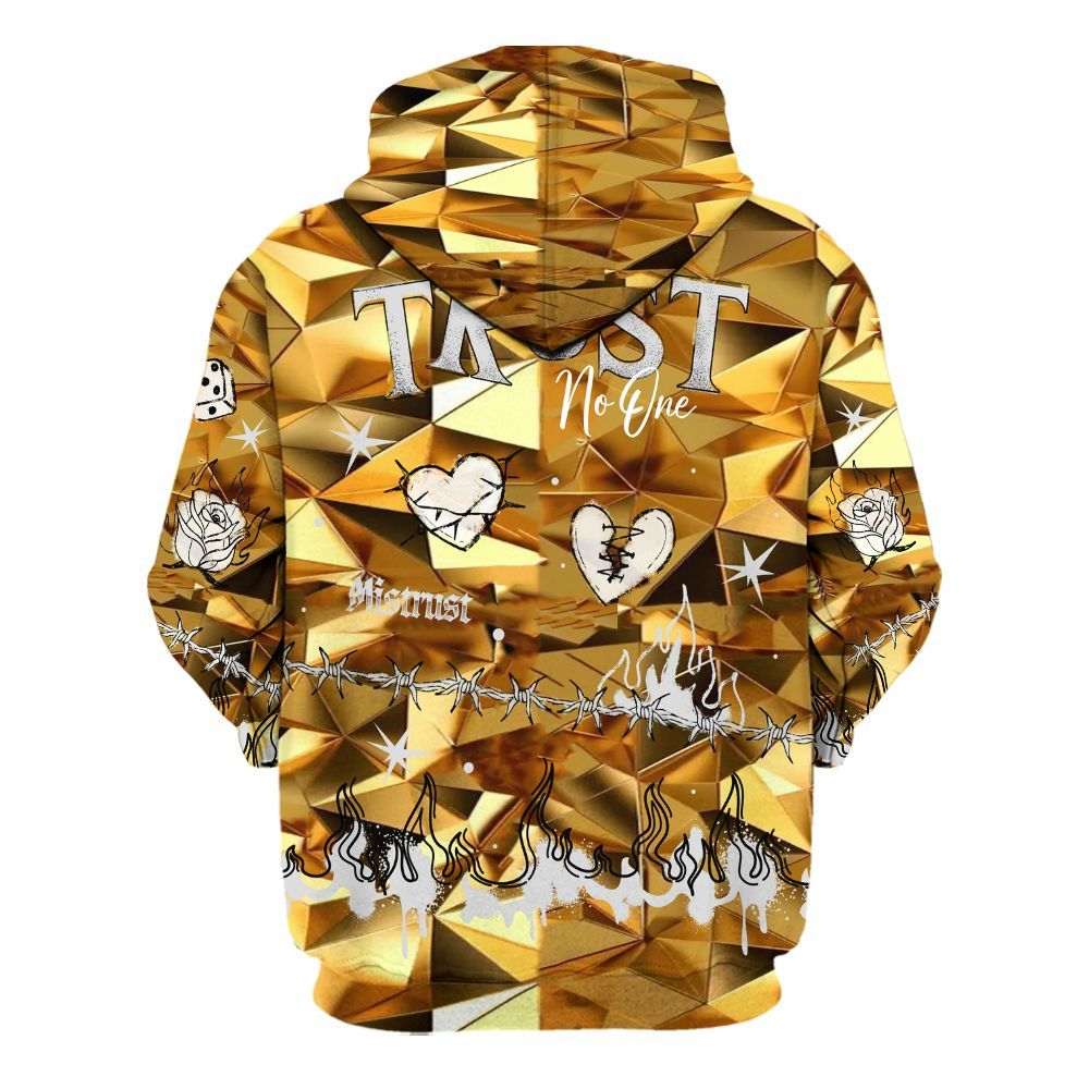 Hoodie To Match NET Gold 4s - Trust No One Snake-Bite Doodle Crayon All Over Print