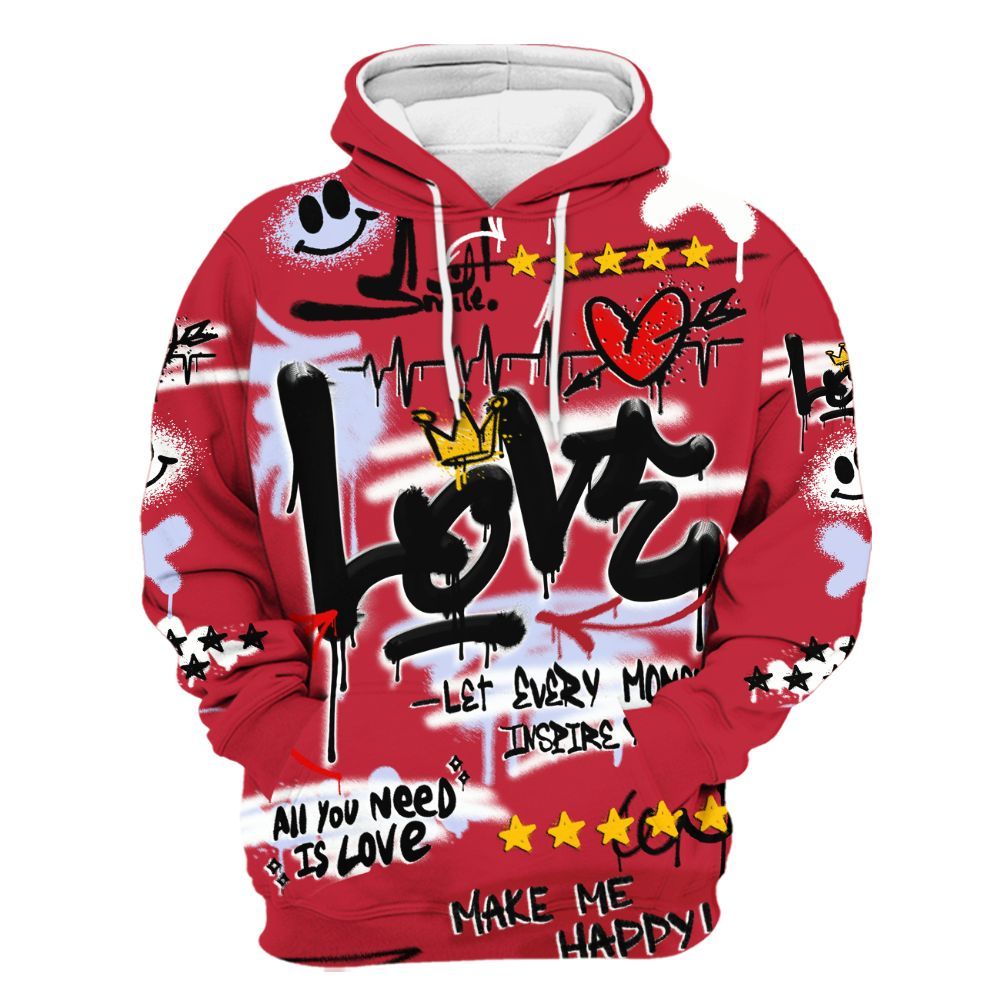 Hoodie To Match Toro Bravo 6s - Happy Love Beats Graffiti Streetwear All Over Print