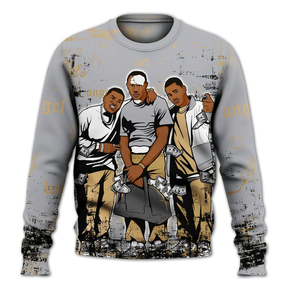 Sweatshirt To Match Retro High OG Cool Grey 1s - Paid In Full Money All Over Print