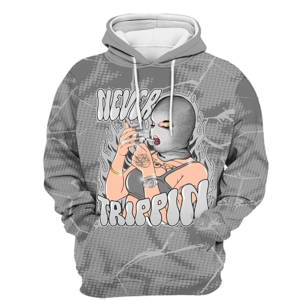 Hoodie To Match Black Wolf Grey 12s - Ne'er Trippin' Unique Crack All Over Print