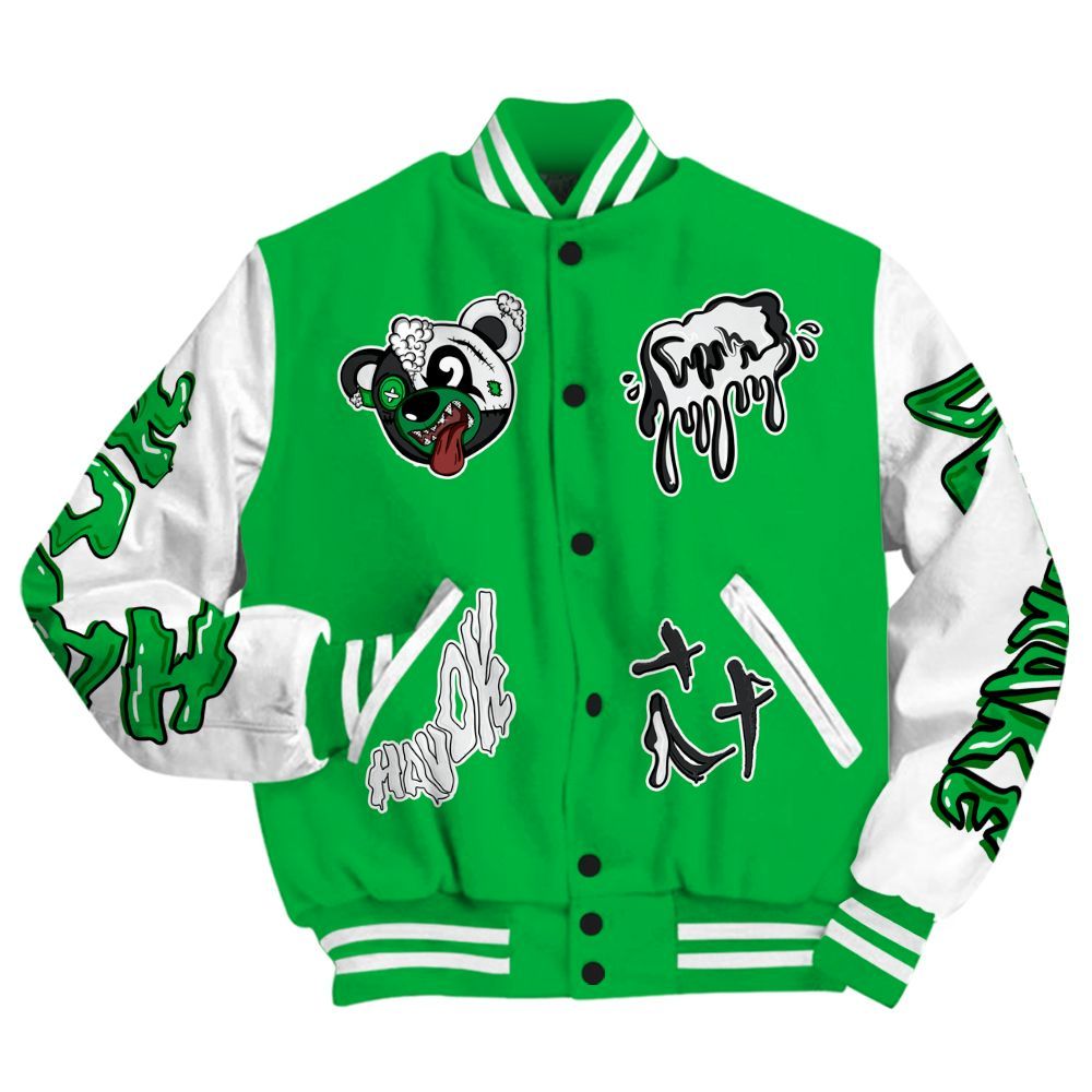 Varsity Jacket To Match Lucky Green 5s - Havok Bear All Over Print