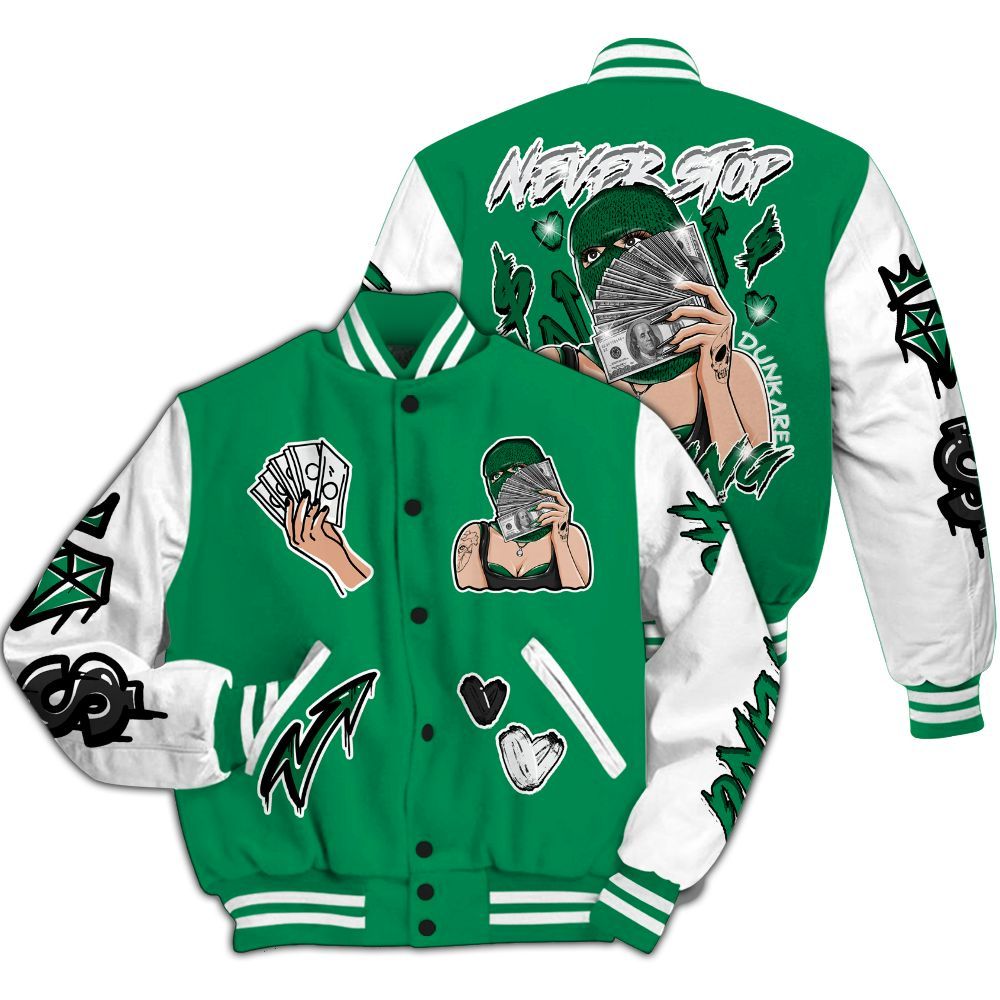 Varsity Jacket To Match Mid Lucky Green 1s - Hustling Unique All Over Print