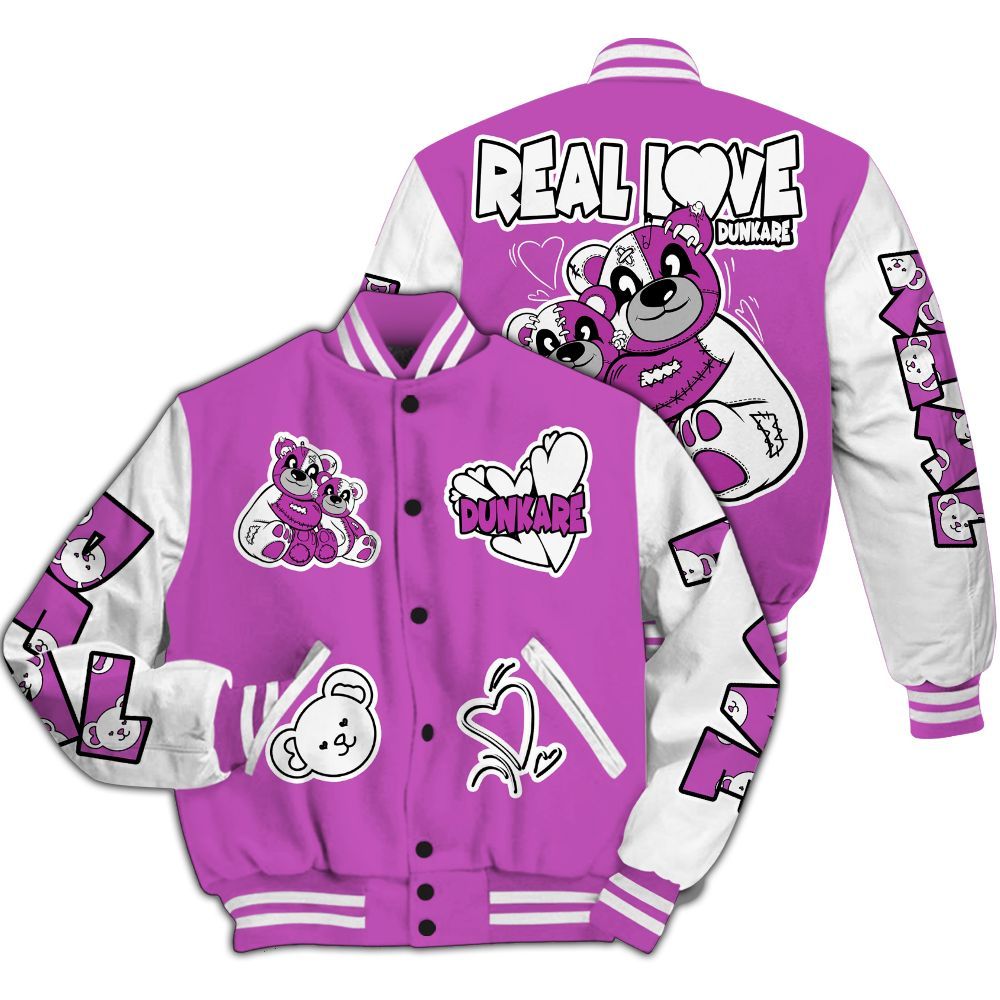 Varsity Jacket To Match Hyper Violet 4s - Sincere Fondness Bear All Over Print
