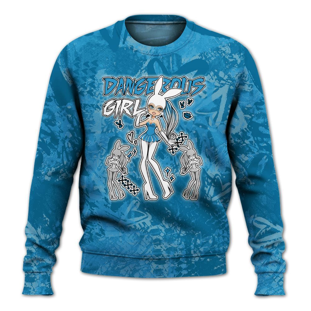 Sweatshirt To Match Powder Blue 9s - Dangerous.Girl Heart Grunge All Over Print