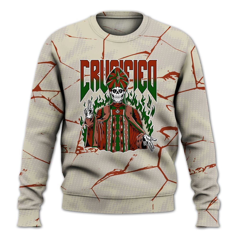 Sweatshirt To Match El Grito 5s - Crucified Skeleton Crack All Over Print