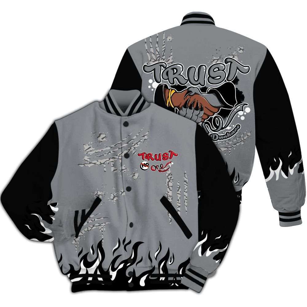 Varsity Jacket To Match Black Cement 3s - Graphic Trust No One All Over Print