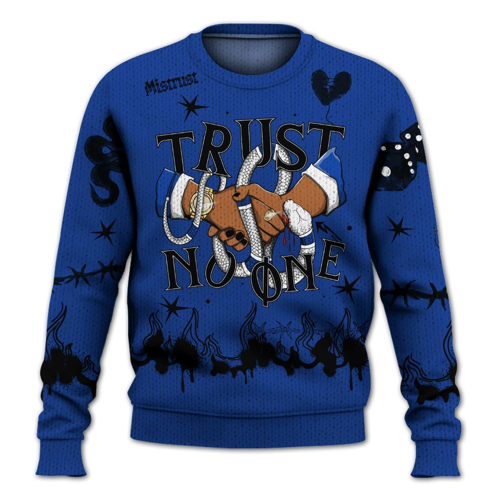 Knitted Sweater To Match Air Foamposite One Royal - Trust No One Snake-Bite Doodle Crayon