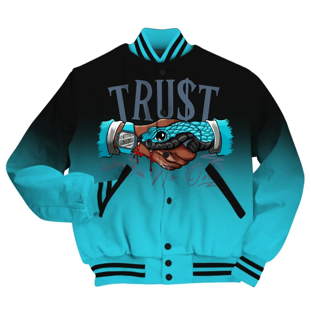 Varsity Jacket To Match Retro Gamma Blue 11s - Trust No One Drip All Over Print