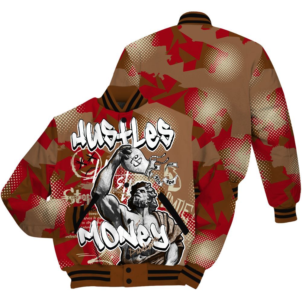 Varsity Jacket To Match Archaeo Brown 5s - Huslte Money Retro All Over Print