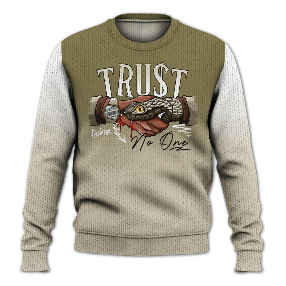 Sweater To Match Sail Neutral Olive 6s - Snake Trust No One Drip Graphic